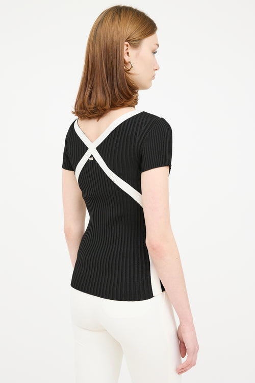 Escada Black 
White Ribbed Top