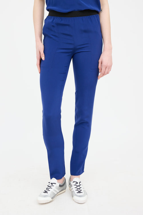 Escada Blue 
White Silk Straight Leg Pant