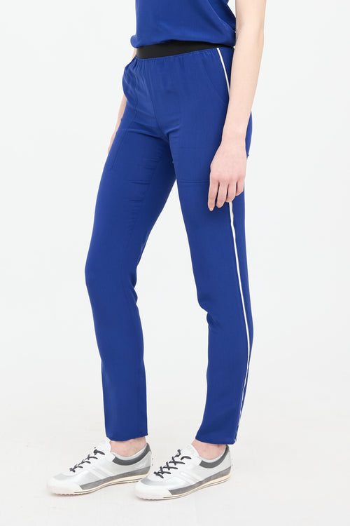 Escada Blue 
White Silk Straight Leg Pant