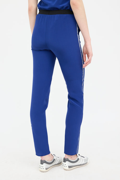 Escada Blue 
White Silk Straight Leg Pant