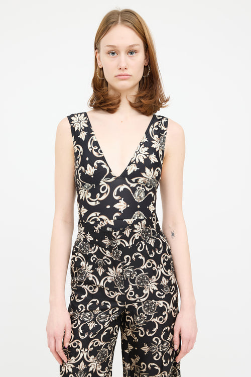 Escada Cream 
Black Printed Swimsuit