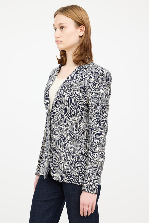 Escada Navy 
Cream Long Sleeve Blazer