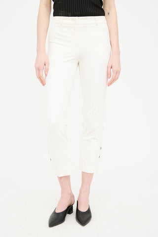 Escada Cream High Rise Straight Leg Detail Pant