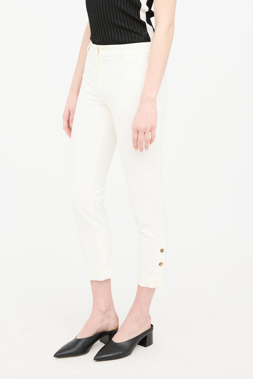 Escada Cream High Rise Straight Leg Detail Pant