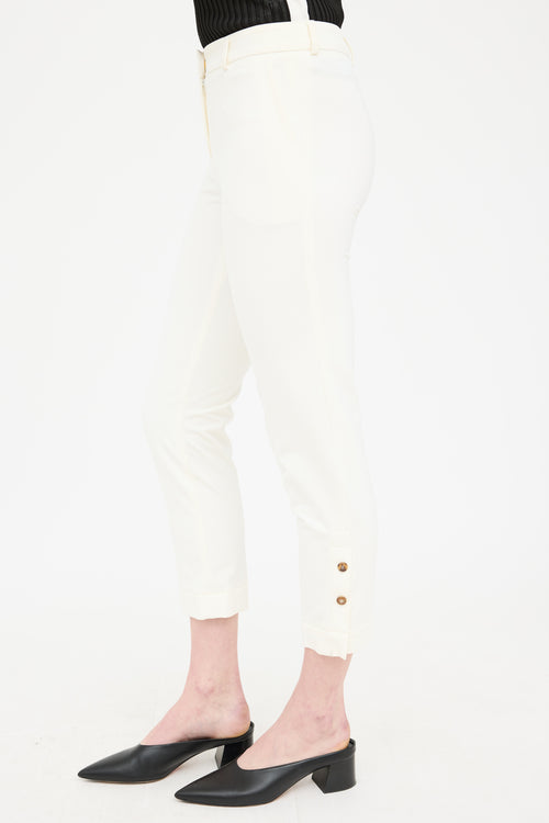 Escada Cream High Rise Straight Leg Detail Pant