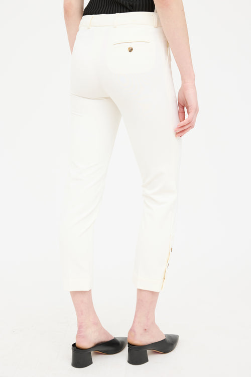 Escada Cream High Rise Straight Leg Detail Pant