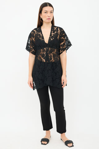 Eskandar Lace Short Sleeve Cardigan