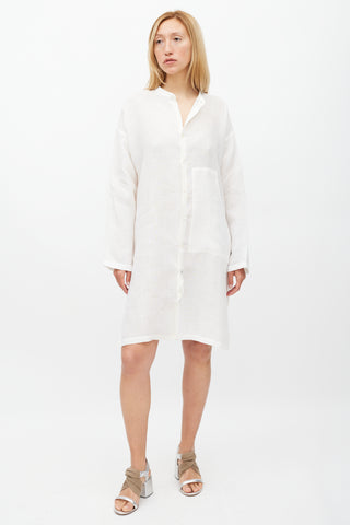 Eskandar White Linen Shirt Dress