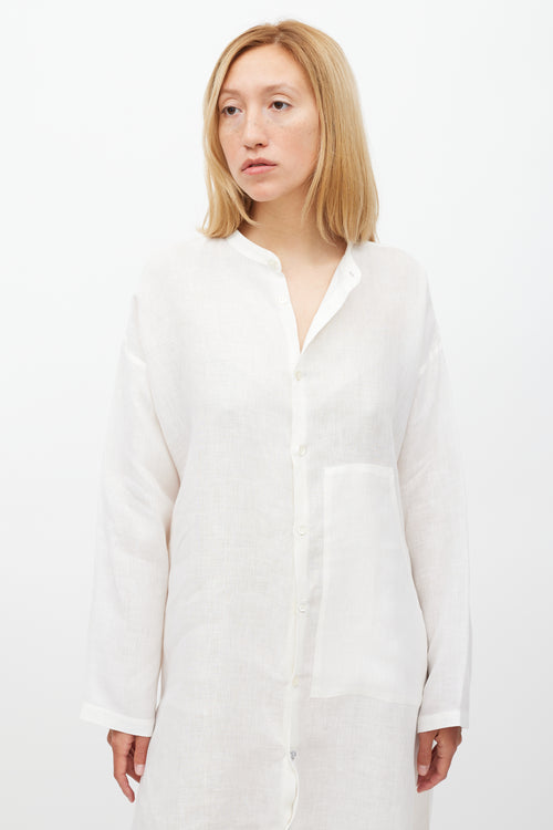 Eskandar White Linen Shirt Dress