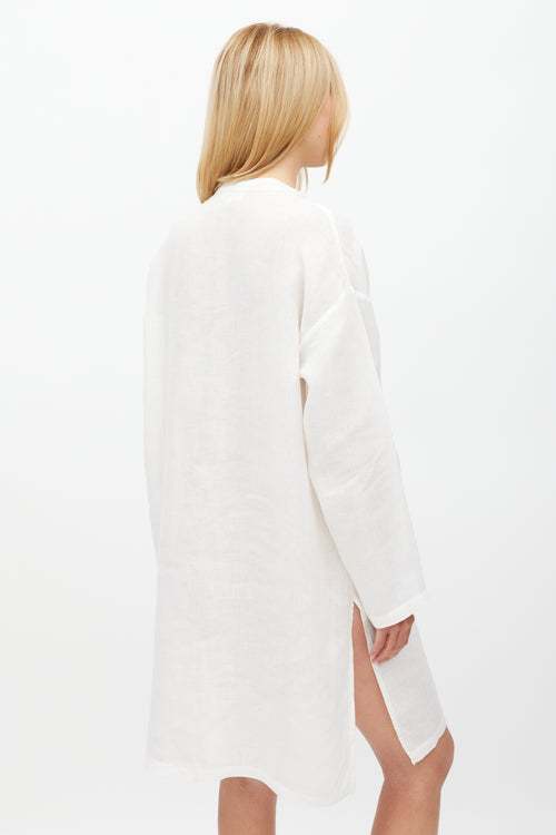 Eskandar White Linen Shirt Dress