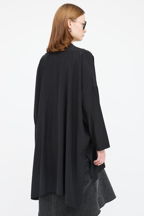 Eskandar Black Silk Oversized Button Top