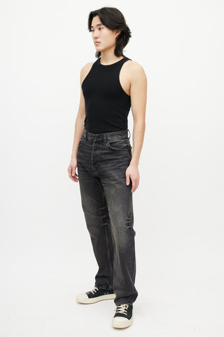 Essentials Black Washed Straight Leg Jeans