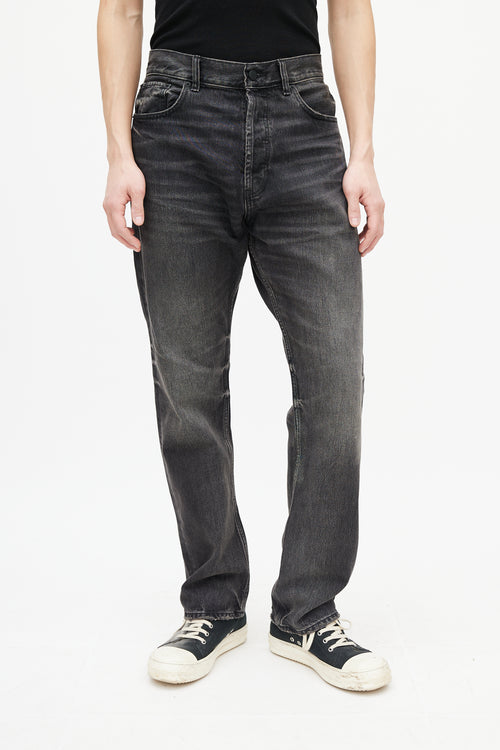 Essentials Black Washed Straight Leg Jeans