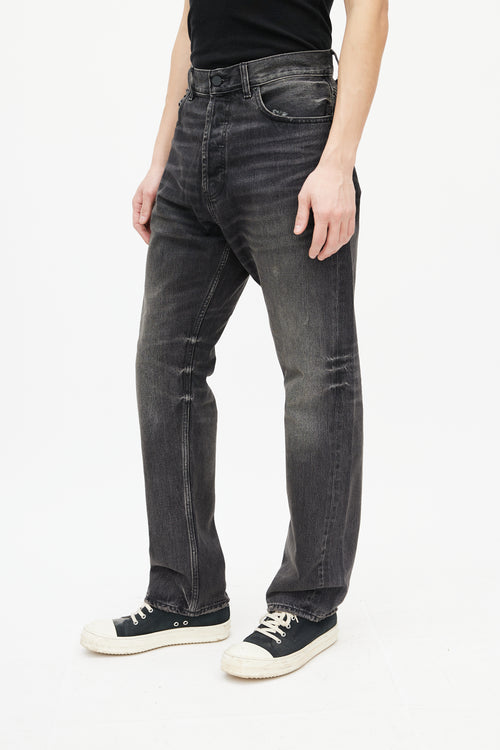 Essentials Black Washed Straight Leg Jeans