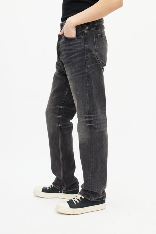 Essentials Black Washed Straight Leg Jeans