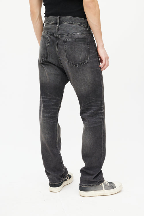 Essentials Black Washed Straight Leg Jeans