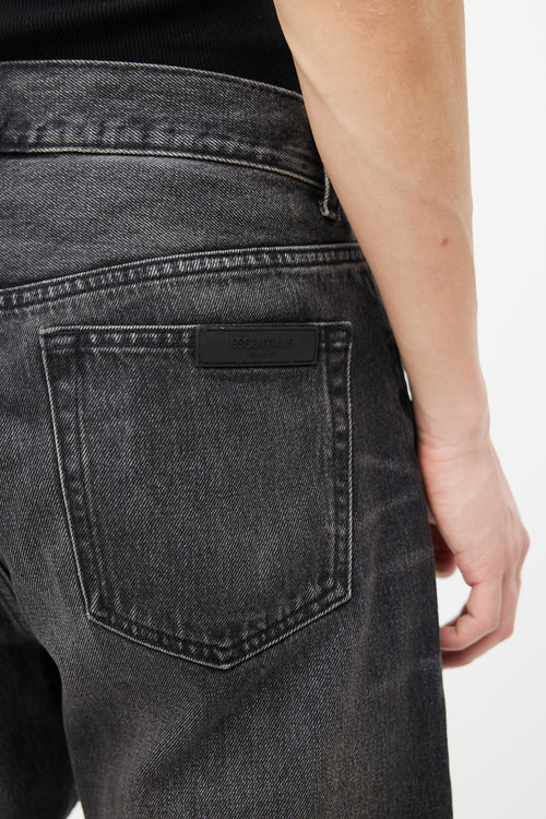 Essentials Black Washed Straight Leg Jeans