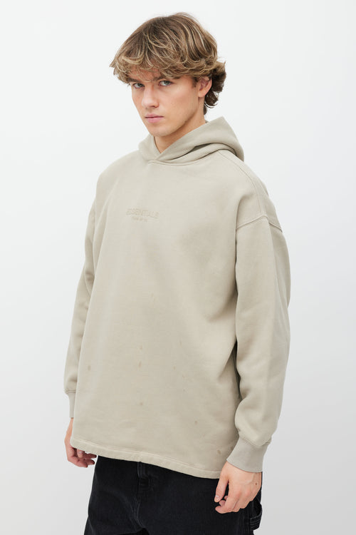 Essentials Beige Logo Front Hoodie