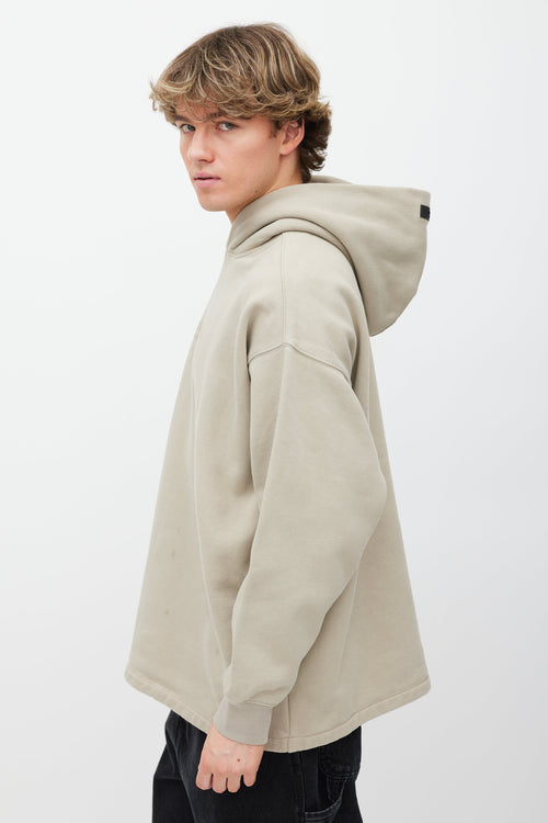 Essentials Beige Logo Front Hoodie