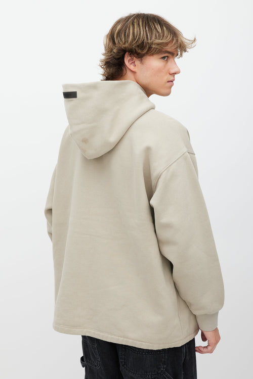 Essentials Beige Logo Front Hoodie