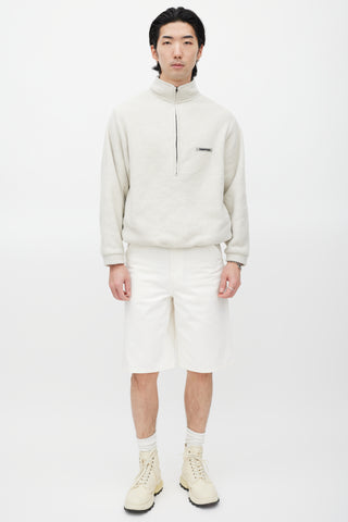 Essentials Cream 
Black Fleece Sweater