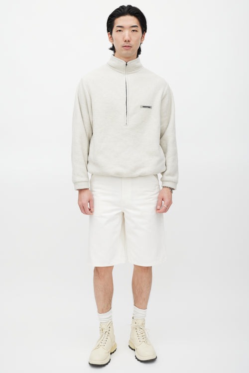 Essentials Cream 
Black Fleece Sweater