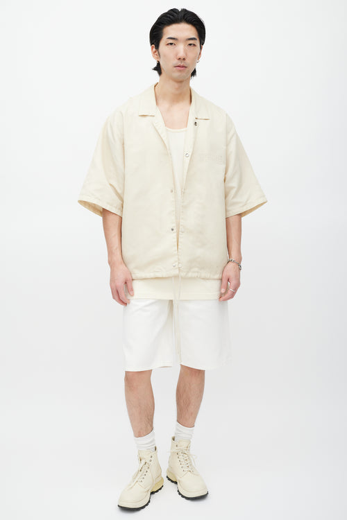 Essentials Cream Nylon Logo Shirt Jacket