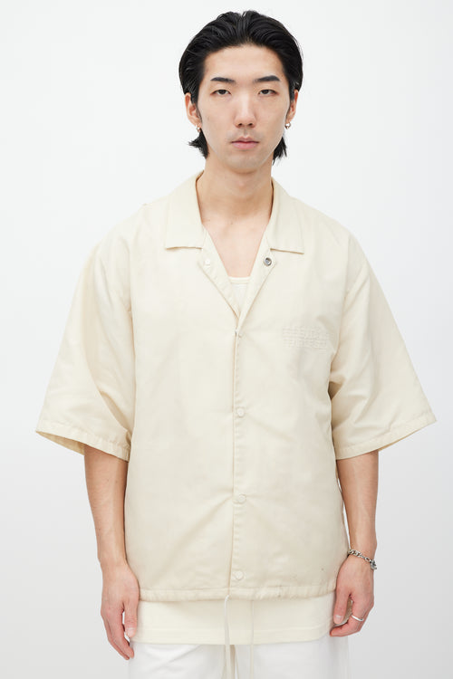 Essentials Cream Nylon Logo Shirt Jacket