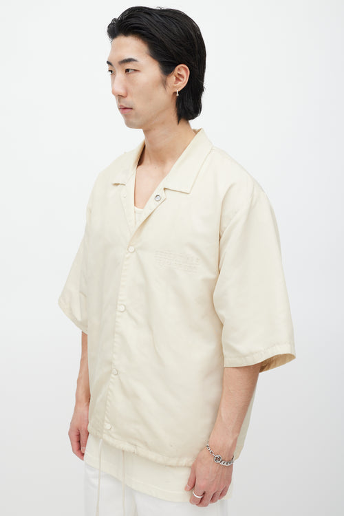 Essentials Cream Nylon Logo Shirt Jacket