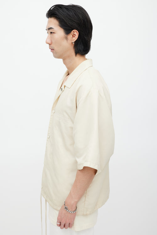 Essentials Cream Nylon Logo Shirt Jacket