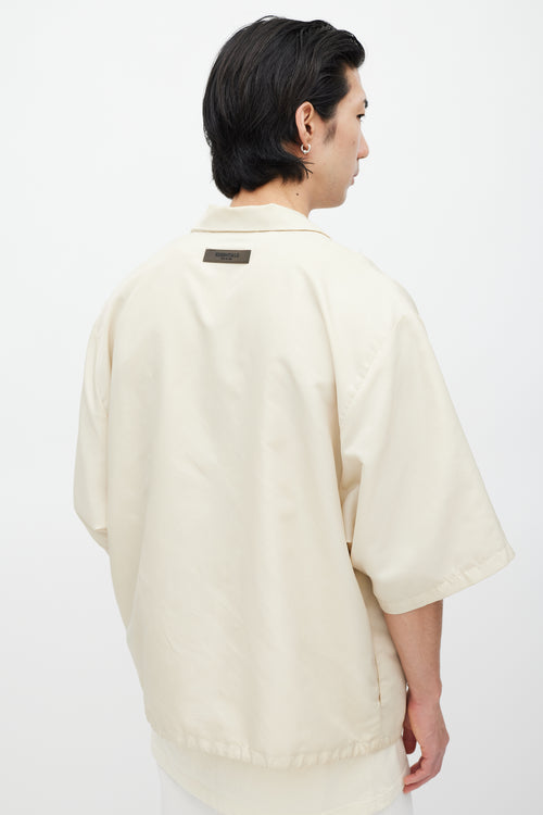 Essentials Cream Nylon Logo Shirt Jacket