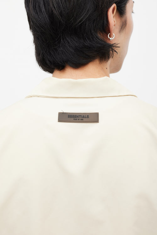 Essentials Cream Nylon Logo Shirt Jacket