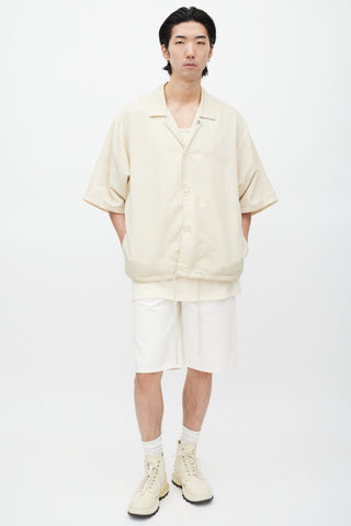 Essentials Cream Nylon Logo Shirt Jacket