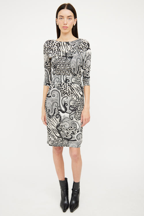 Etro Cream 
Black Paisley Midi Dress