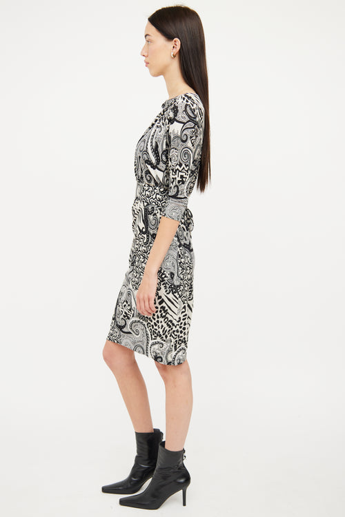 Etro Cream 
Black Paisley Midi Dress