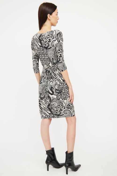 Etro Cream 
Black Paisley Midi Dress