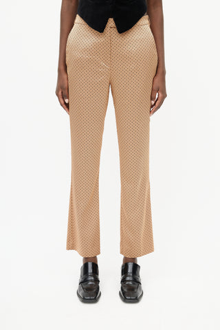 Etro Beige 
Black Satin Scale Print Trouser