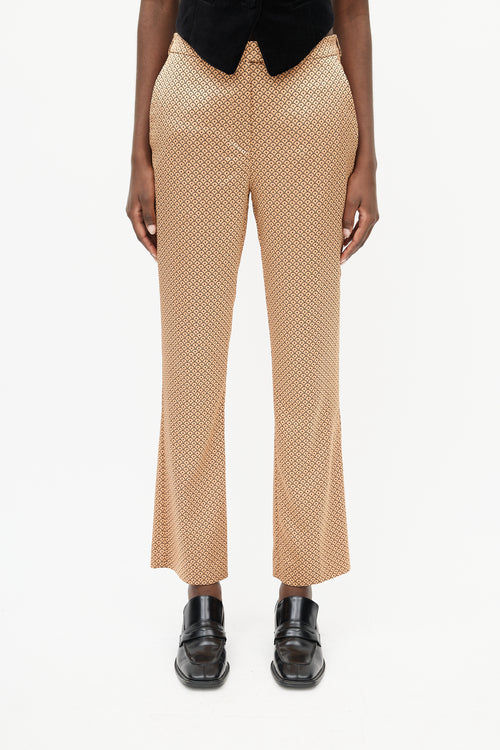 Etro Beige 
Black Satin Scale Print Trouser