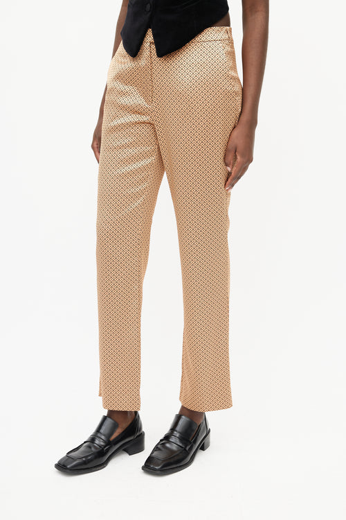 Etro Beige 
Black Satin Scale Print Trouser