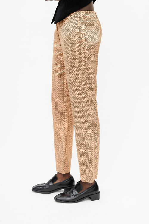 Etro Beige 
Black Satin Scale Print Trouser