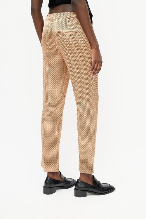 Etro Beige 
Black Satin Scale Print Trouser