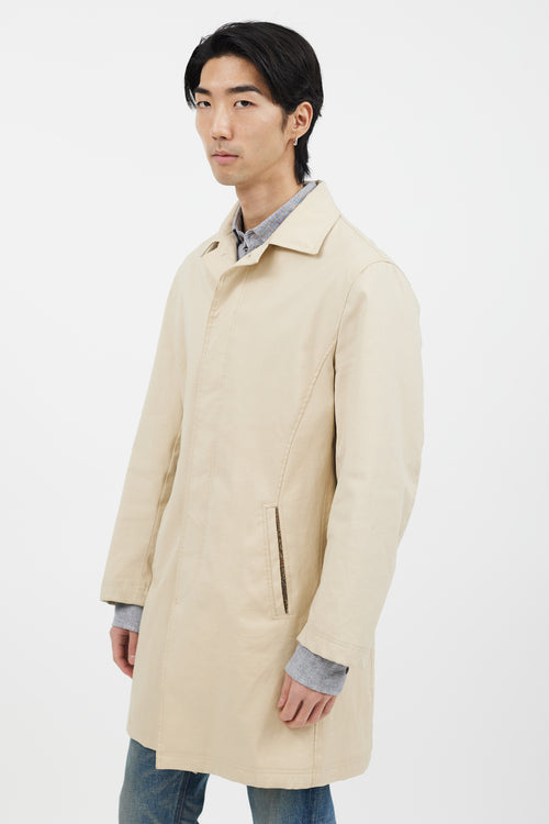 Etro Beige Collared Black Button Trench Coat