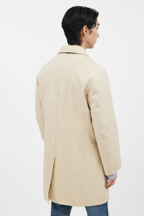 Etro Beige Collared Black Button Trench Coat