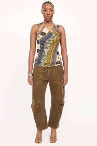 Etro Silk Asymmetrical Gathered Top