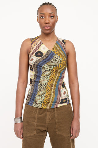 Etro Silk Asymmetrical Gathered Top