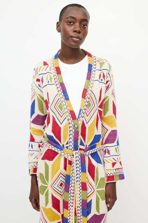 Etro Beige 
Multi Long Belted Cardigan