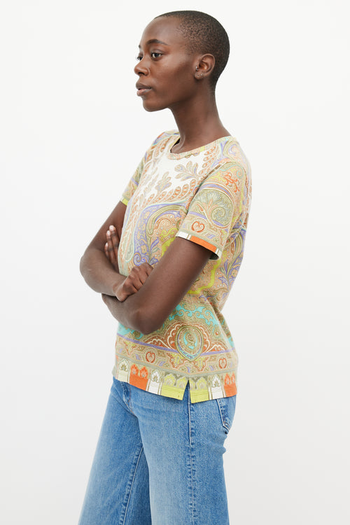 Etro Beige 
Multicolour Paisley T-Shirt