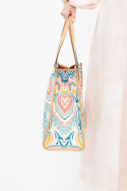 Etro Beige 
Multicolour Woven Globetrotter Tote Bag