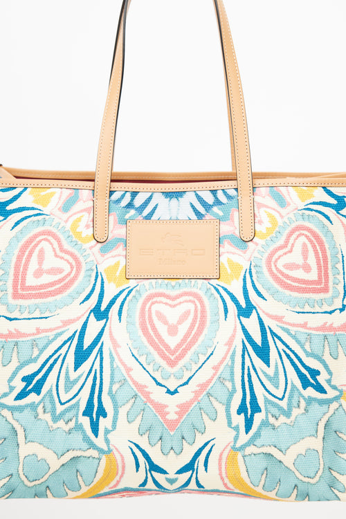 Etro Beige 
Multicolour Woven Globetrotter Tote Bag