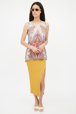 Etro Grey Multi Colour Paisley Print Top